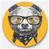 Designart 36-in x 36-in Funny Bear with Formal Glasses Disc Animal Metal Circle Wall Decor