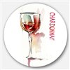 Designart 23-in x 23-in Red Wine on White Background Contemporary Metal Circle Wall Art