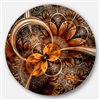 Designart 11-in x 11-in Dark Orange Fractal Flower Abstract Round Circle Metal Wall Decor