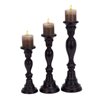 Grayson Lane Set of 3 18-in, 15-in, 12-in Farmhouse Candle Holder - Black Mango Wood