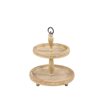 Grayson Lane 16-in x 14-in Natural 2-Tier Tray Stand - Light Brown Wood and Metal