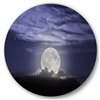 Designart 36-in H x 36-in W Full Moon Rising in A Cloudy Night - Nautical Metal Circle Wall Art
