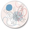 Designart 36-in H x 36-in W Butterfly One Line Drawing on Cubism Shapes III - Modern Metal Circle Art