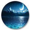 Designart 23-in H x 23-in W Romantic Moon Over Deep Blue Sea I - Nautical Metal Circle Wall Art