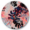 Designart 23-in H x 23-in W Tropical Floral Patchwork II - Tropical Metal Circle Wall Art