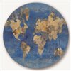 Designart 36-in H x 36-in W Golden Blue World Map - Traditional Metal Circle Wall Art