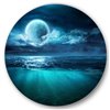 Designart 36-in H x 36-in W Romantic Moon Over Deep Blue Sea II - Metal Circle Wall Art