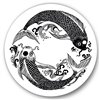 Designart 23-in H x 23-in W Chinese Koi Fish In Chinoiserie Style III - Metal Circle Wall Art