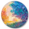 Designart 36-in H x 36-in W Sunset in Autumnal Landscape - Traditional Metal Circle Wall Art