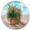 Designart 36-in H x 36-in W Yellow Spikelets of Houseplant with Green Stems - Traditional