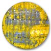 Designart 29-in H x 29-in W Yellow Meets Grey Abstract Art I - Modern Metal Circle Wall Art