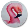 Designart 36-in x 36-in Portrait of Pink Flamingo IV Farmhouse Metal Circle Wall Art