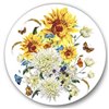 Designart 36-in x 36-in Vintage Chrysanthemums and Sunflowers Traditional Circle Wall Art