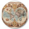 Designart 36-in x 36-in Ancient Map of the World VIII Vintage Metal Circle Wall Art