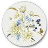 Designart 36-in x 36-in Vintage Bouquet with Chrysanthemums II Traditional Circle Wall Art
