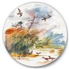 Designart 36-in x 36-in Autumn with Flying Over the Water Traditional Metal Circle Wall Art