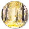Designart 36-in x 36-in Bright Sunshine Through the Forest Trees I Traditional Circle Wall Art