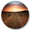 Designart 23-in x 23-in With a Field Full of Hay Bales at Sunset Metal Circle Wall Art