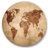 Designart 36-in x 36-in Ancient Map of the World VII Vintage Metal Circle Wall Art