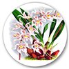 Designart 36-in x 36-in Vintage White Orchid Flower II Traditional Metal Circle Wall Art