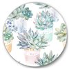 Designart 36-in x 36-in Pastel Toned Succulent Housplants Traditional Metal Circle Wall Art
