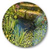 Designart 36-in x 36-in Colorful Silence at the Lake Side Lake House Metal Circle Wall Art