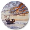 Designart 36-in x 36-in Wooden Fishing Boat on the Baltic Shore Metal Circle Wall Art