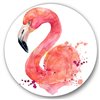 Designart 36-in x 36-in Portrait of Pink Flamingo I Farmhouse Metal Circle Wall Art
