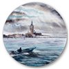 Designart 36-in x 36-in Storm Over Venice in Italy Nautical Metal Circle Wall Art