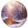 Designart 36-in x 36-in Christmas Forest with River and Trees II Traditional Circle Art