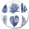 Designart 36-in x 36-in Tropical Blue Leaves IV Traditional Metal Circle Wall Art