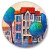 Designart 23-in x 23-in House with Red Roof and Colourful Autumn Trees Modern Circle Art