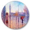 Designart 23-in x 23-in Big Ben and Wonan with Red Umbrella in London French Country