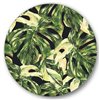Designart 36-in x 36-in Natural Leaves Exotic on Dark II Tropical Metal Circle Wall Art