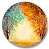 Designart 36-in x 36-in Alley Through the Park in Autumn Sunset Traditional Circle Art