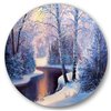 Designart 36-in x 36-in Christmas Forest with River and Trees I Traditional Circle Art