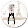 Designart 23-in x 23-in Cute Girl by the Tour Eiffel in Paris Children’s ArtCircle Art