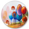 Designart 23-in x 23-in Colourful Trees Impression III Traditional Metal Circle Wall Art