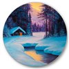 Designart 36-in x 36-in Old Cabin in Winter Forest II Traditional Metal Circle Wall Art