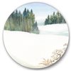 Designart 36-in x 36-in Pine Forest in Snowy Winter Traditional Metal Circle Wall Art
