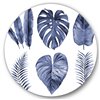 Designart 36-in x 36-in Tropical Blue Leaves I Farmhouse Metal Circle Wall Art