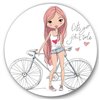 Designart 36-in x 36-in Young Girl with Bicycle Children’s Art Metal Circle Wall Art