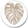Designart 36-in x 36-in Ivory Pastel Monstera Heart Shaped Tropical Leaf Traditional