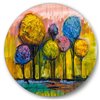 Designart 36-in x 36-in Colourful Trees Impressionist IV Modern Metal Circle Wall Art