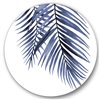 Designart 36-in x 36-in Blue Palm Leaves Tropical Branches Traditional Metal Circle Art