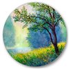 Designart 36-in x 36-in Summer Forest with River and Waterfall Traditional Circle Art