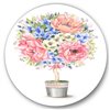 Designart 36-in x 36-in Flower Tree in a Pot with a Bow Farmhouse Metal Circle Wall Art