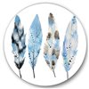 Designart 36-in x 36-in Blue Boho Feathers I Bohemian and Eclectic Metal Circle Wall Art