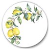 Designart 36-in x 36-in Branch of Yellow Lemons and Leaves II Tropical Metal Circle Art