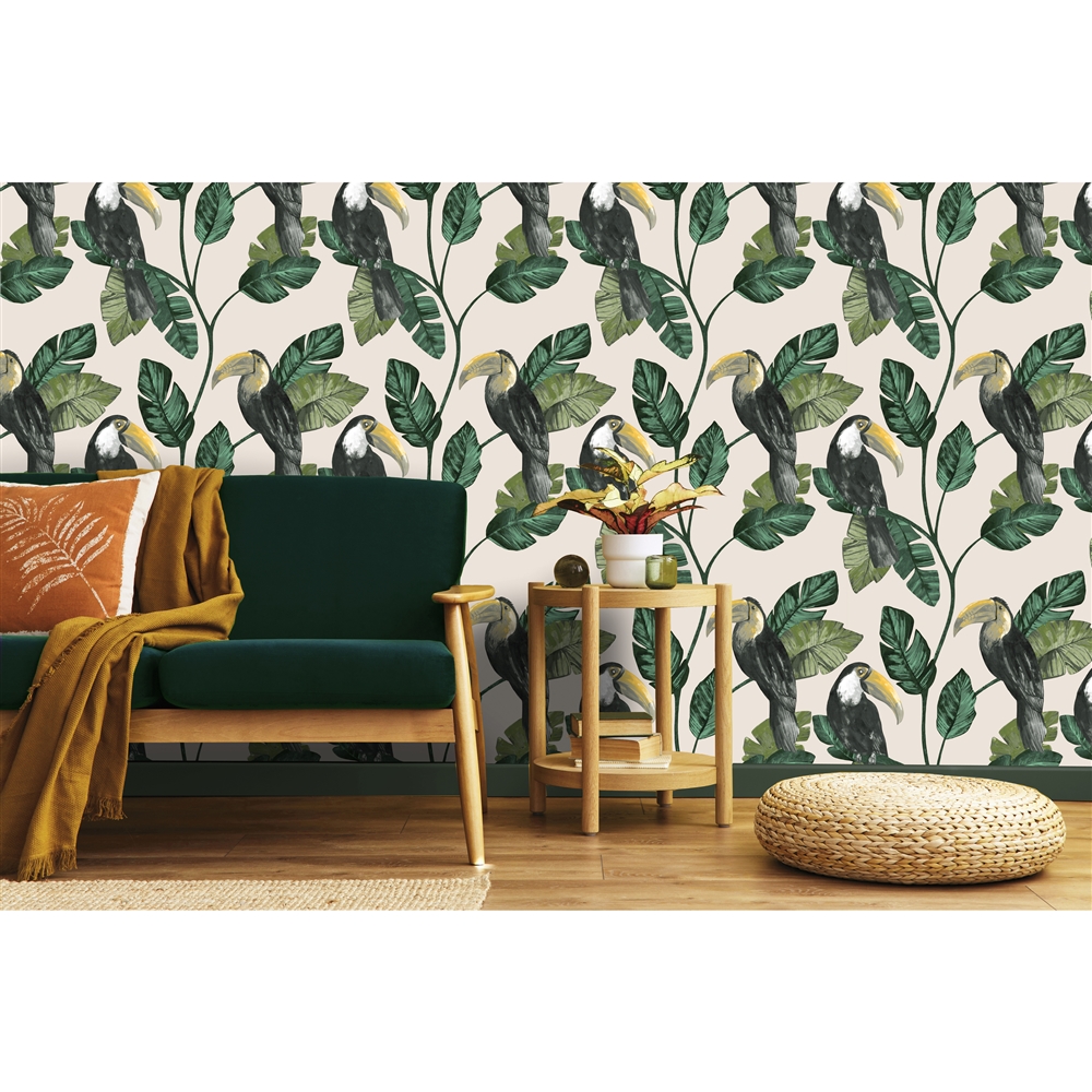 Walls Republic Amazonia 57-sq. ft. Neutral Non-Woven Textured Birds  Unpasted Paste the Wall Wallpaper | Lowe's Canada